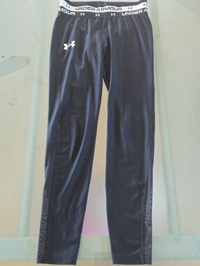Under Armour Black Logo Compression Tights with White Waistband